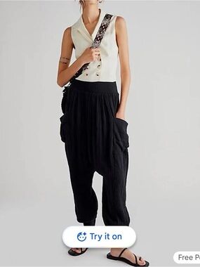 Free people endless summer gauze Black Relaxed Harem Pants size small